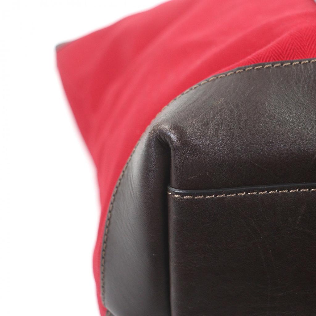 Very Good GHURKA Tote Bag Logo Embossed Large Size Red Canvas Mens Used