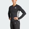 Adidas Essentials 3-Stripes Workout Top Moisture-Wicking Striped Slim Fit Long Sleeve T-Shirt Women Tops Black White JD6521