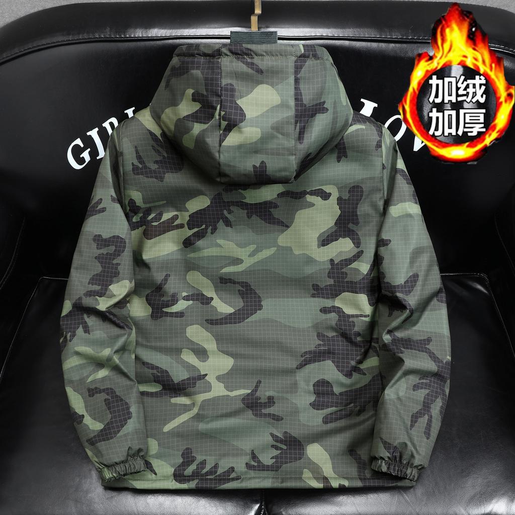 Winter and Autumn Casual Men's Fashionable Cotton Coat with Camouflage Lining and Hooded Jacket