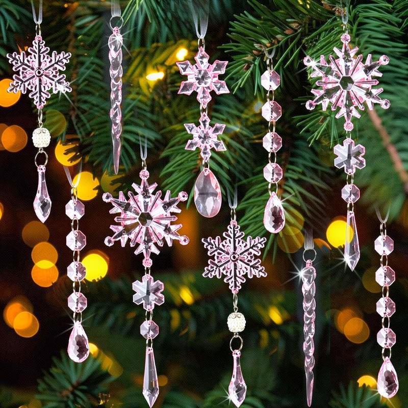Decorative Crystal Style Snowflake Icicle Ornaments For Christmas Tree Holiday Party Home Decor Supplies