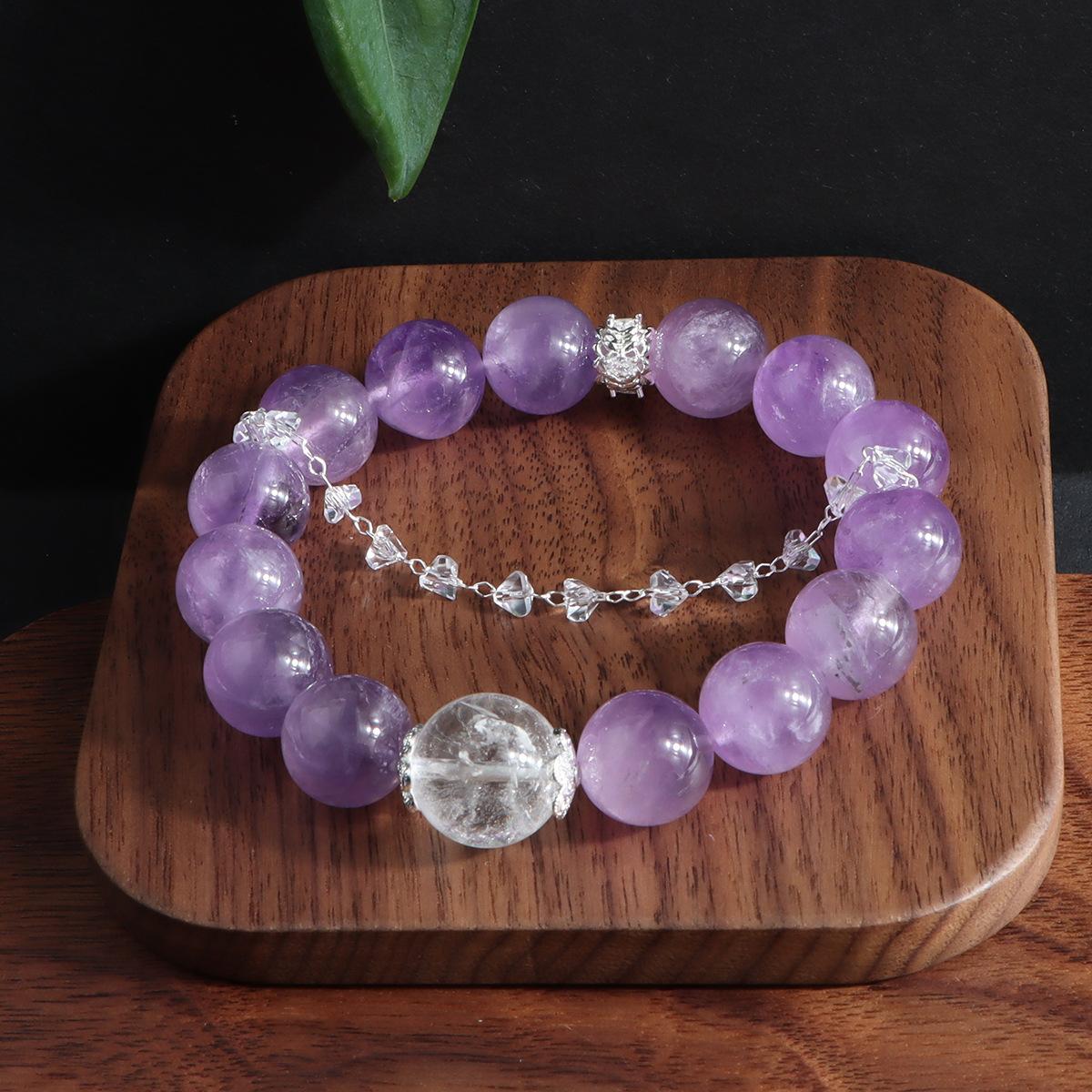 Bracelet Natural Amethyst White Moonlight Crystal Bracelet Diamond Chain Versatile Fashion Commuter Douyin Live Explosion