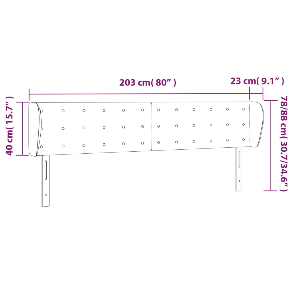 Headboard with Ears Pink 203 X 23 X 78 88 Cm Velvet