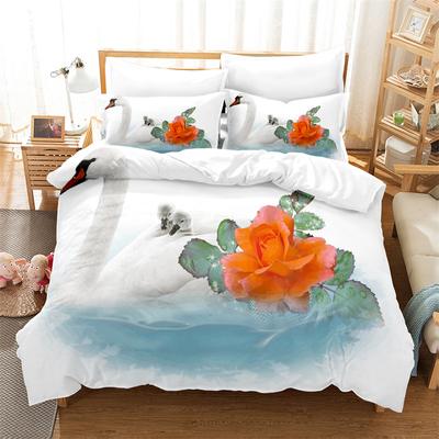 White Swan Bettwäsche-Sets Cartoon Tier Kinder Bettbezug Jungen Mädchen Niedlich King Bettdeckenbezug Schlafzimmer Bettset Queen Bettwäscheset
