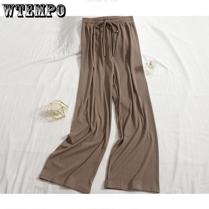 Women's Pants Solid Color Ultra-thin Wide Leg Pants To Wear The Basic Section Straight Casual Pants