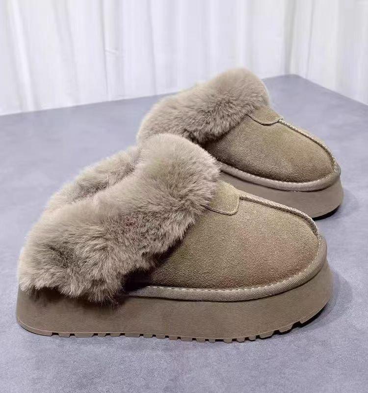 

Зимние ботинки на толстой подошве, женские тапочки, осень-зима 2024 года, новые, с кексовым дном, с увеличенной головой, мохнатая швабра, утолщенная и бархатная верхняя одежда 40-41