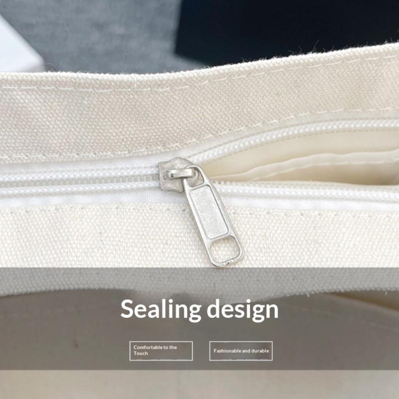 1Pc Women'S Tote Bag Canvas Sewing Thread Large Capacity Advanced Sense Handbag Convenient Practical Female'S Commuter Bag