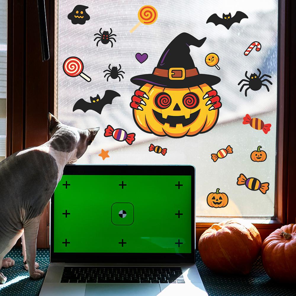 Halloween Pumpkin, Bat, Spider, Balcony, Home, Window Decoration, Window Stickers