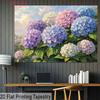 Vintage Hydrangea Floral Backdrop Oil Painting Purple Blue Flower Garden Background