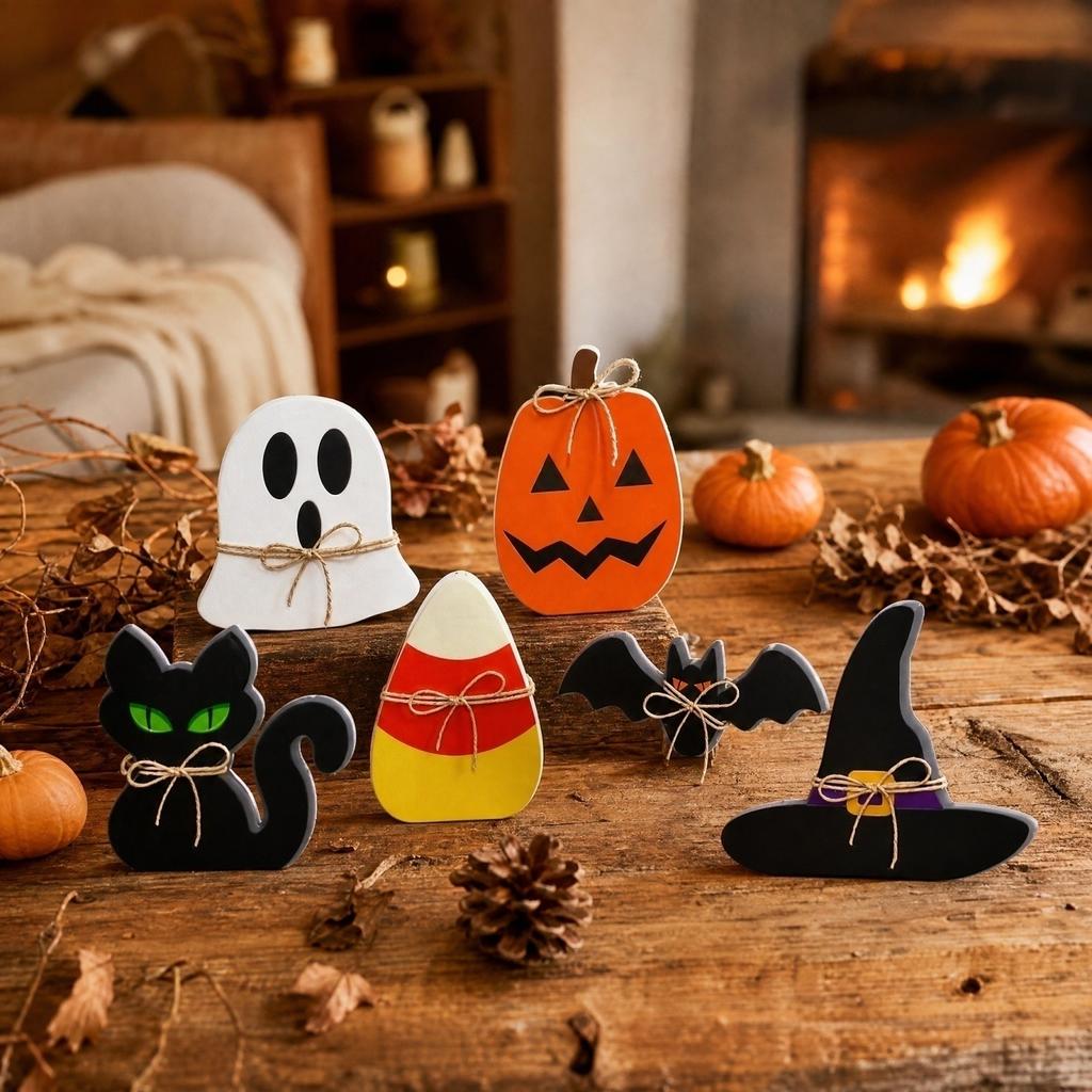 Halloween 6-Piece Foam Board Ornaments Set - Decorations for Home Party