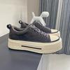 Leather Muffin Shoes Women's Platform Velvet Autumn and Winter Retro Lace-up Breathable Casual Heightening Board Shoes Cotton Shoes Tide