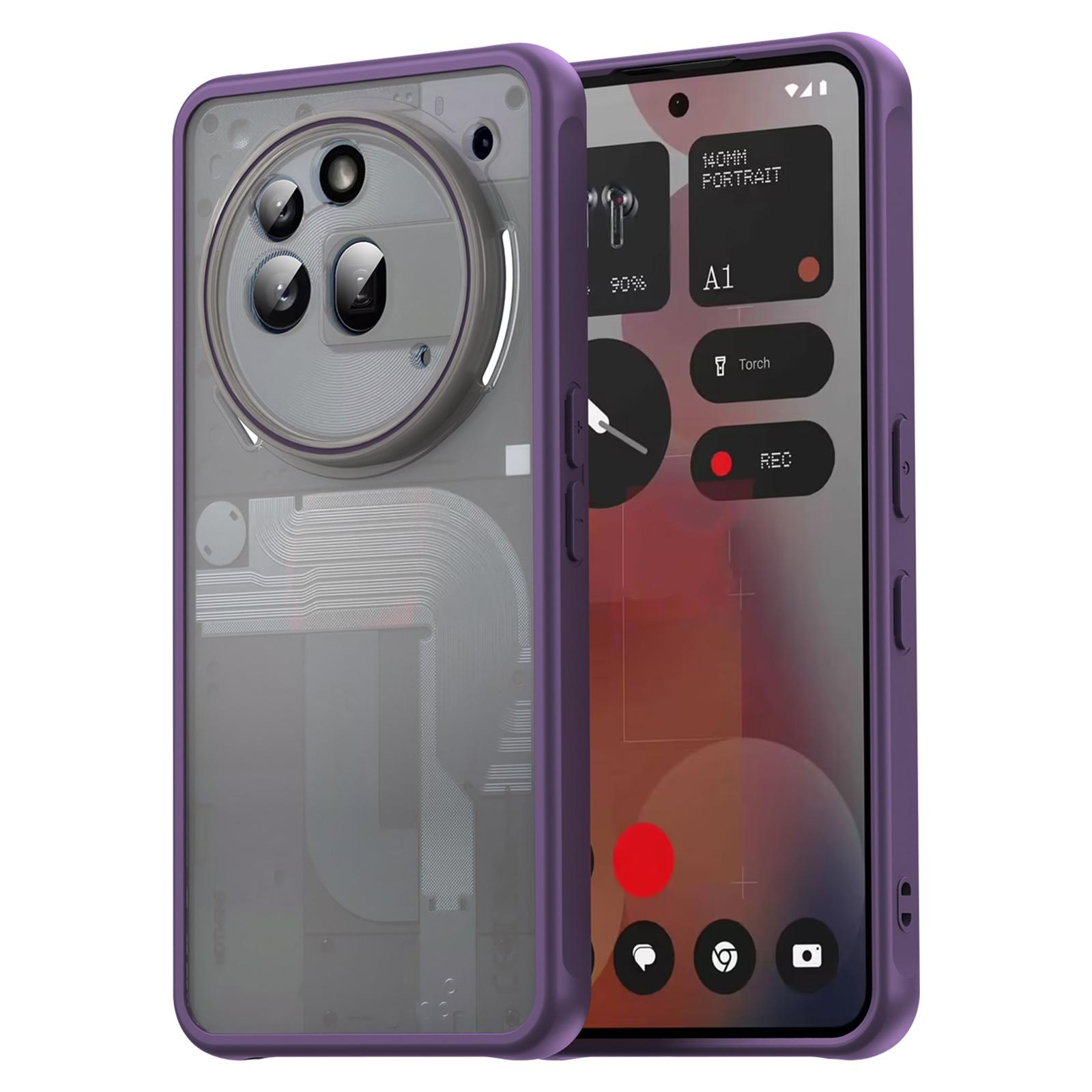 

For Nothing Phone (3a) Pro Case Drop Proof Airbags Frosted Translucent PC+TPU Phone Back Cover Purple