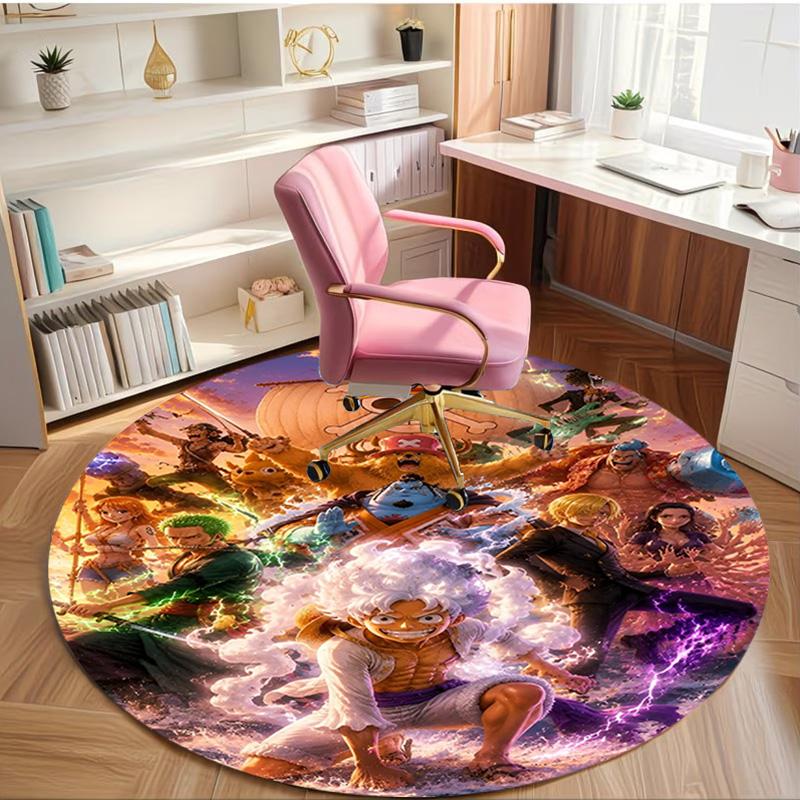 One Piece Print Round Rug, Washable Floor Carpet, For Entryway Dorm Laundry Room Office Study, Home Decor Birthday Christmas Gift