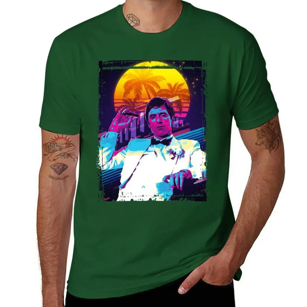 Classic Cinema Art Scarface Movie Print Featuring Al Pacino Tshirt Customs Boys Whites Workout Shirts For Unisex
