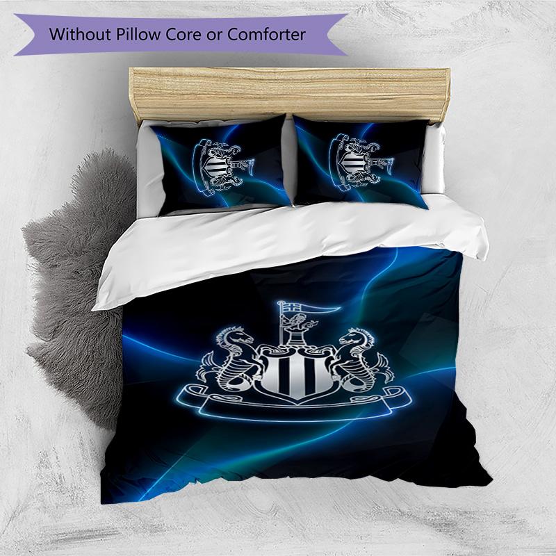Newcastle United Football Printed 3 Pieces Bedding Set, Comfortable Skin Friendly Bedroom Duvet Cover Set