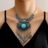 Traditional Necklace With Vintage Silver Tone And Cultural Motifs For Ethnic Style Collectors