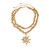 Vintage Metal Spiral Sunflower Pendant Necklace, Special-Shaped Ccb Beaded Collarbone Necklace