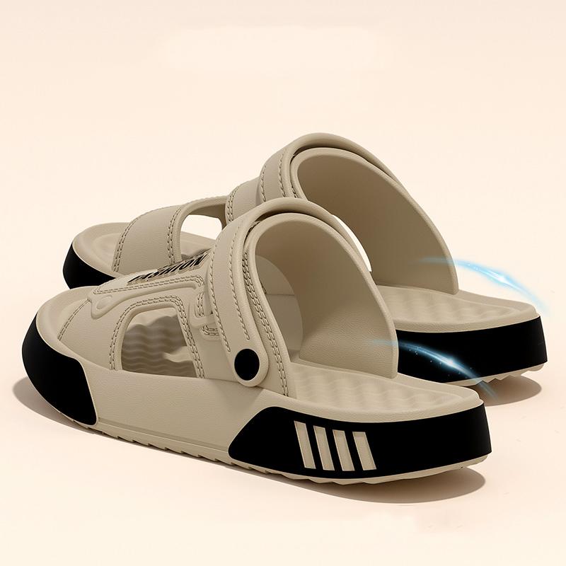 Pantoufles d'été pour hommes EVA Semelle souple Plateforme Sandales à glissière Chaussures de marche Intérieur Extérieur Plage Tongs Chaussures d'intérieur pour hommes