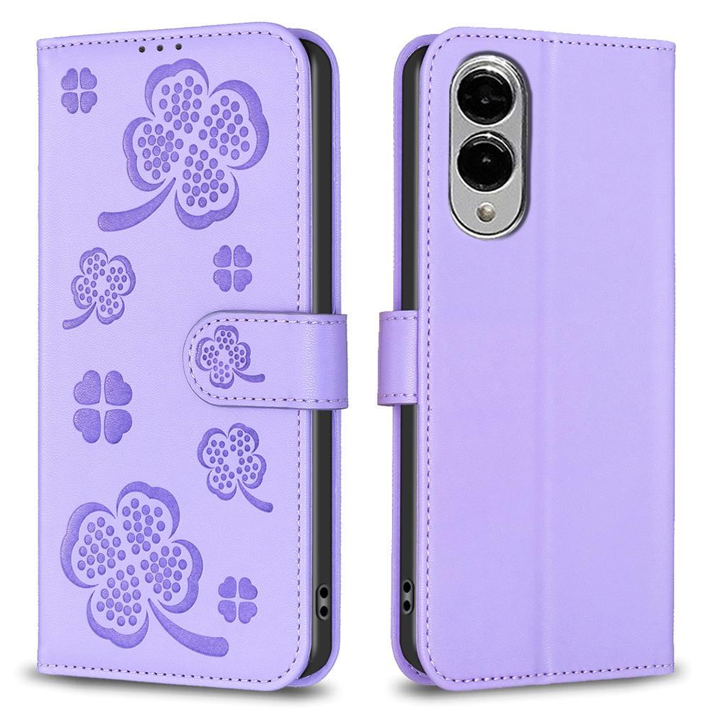 For Samsung Galaxy S25 Edge Case Clover Pattern Wallet Stand View Leather Phone Cover
