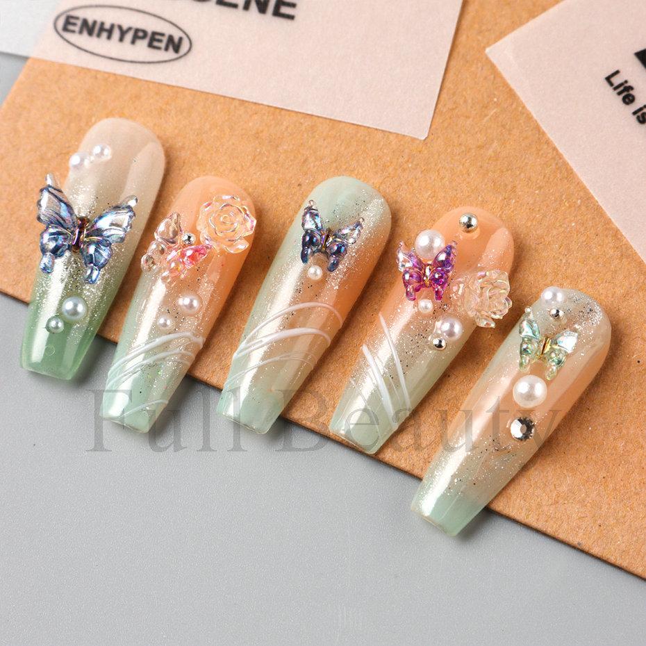 Nail Art Accessories Ins Summer Fairy Aurora Ice Transparent Butterfly Bag Three-dimensional Resin Nail Accessories
