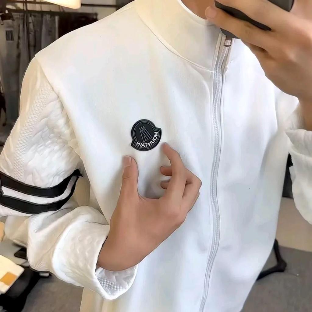 Sweat à capuche cardigan tendance brodé unisexe - Veste légère de luxe à col montant zippée