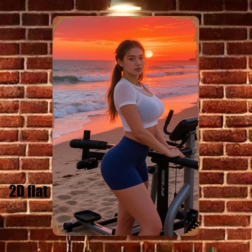 

d pc Vintage Sunset Beach Girl Metal Sign Retro Wall Art Decor x Inch 20x30cm（7.8x11.8inch）