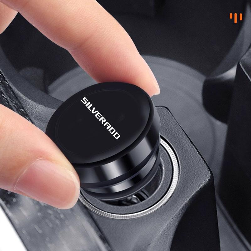 Alloy Universal Car Cigarette Lighter Cover Logo Button Cap For Chevrolet Siverado Logo Anti Dust Decorative Interior Accessorry