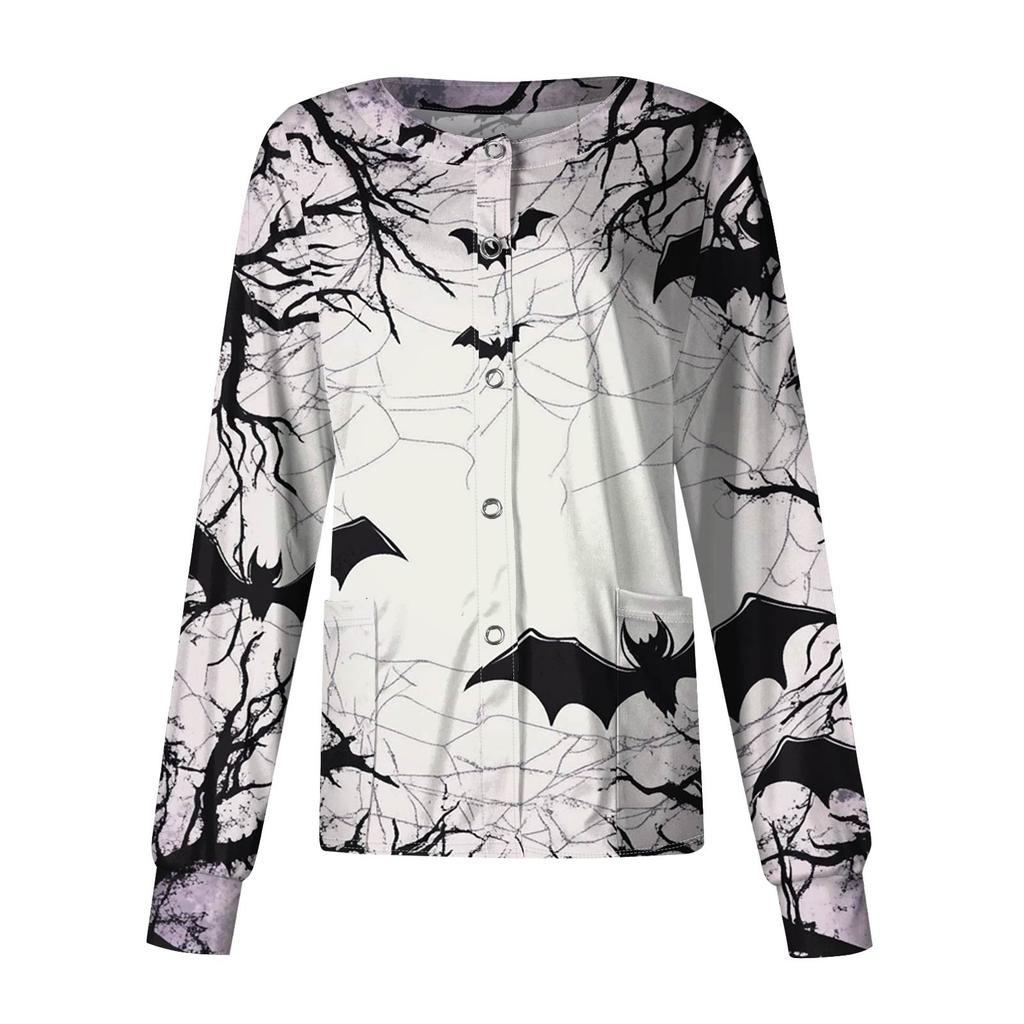 Dámské ležérní oblečení s dlouhým rukávem, jednořadové halloweenské oblečení s potiskem Cardigan Top oblečení Uniformy