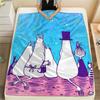 Moomin2 Flannel Blanket, High quality Comfortable for All Seasons, Home Decor, Warmth and Comfort