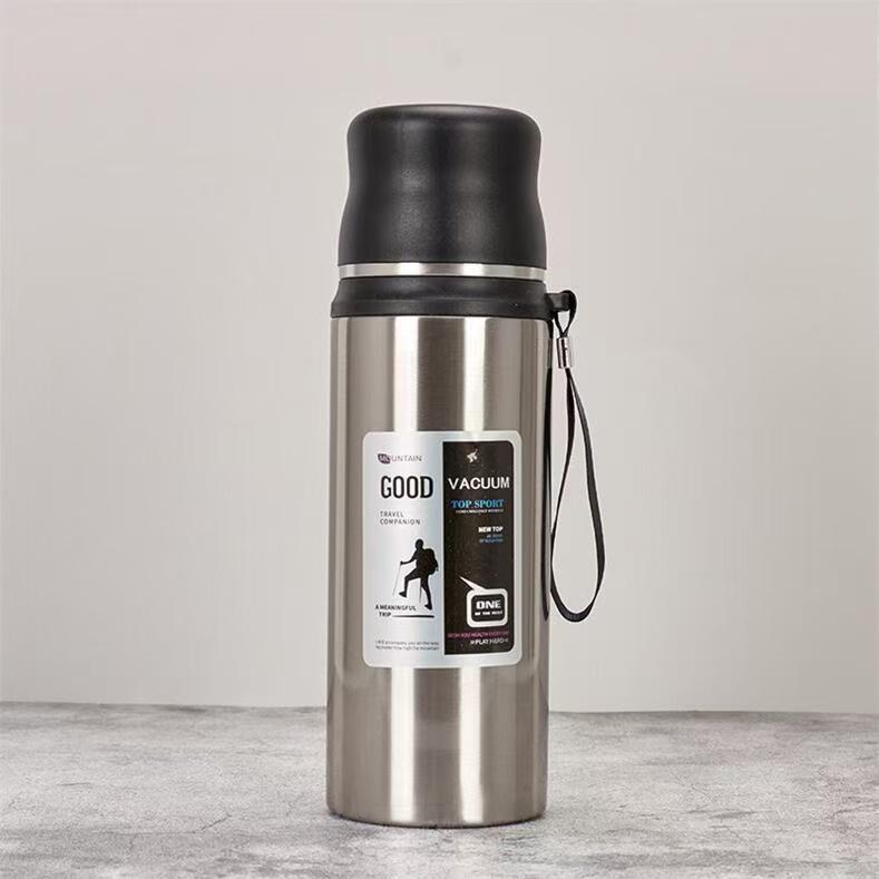 

Large Capacity 304 Stainless Steel Insulated Sports Water Bottle with Lanyard 600ml естественный