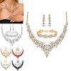Fashion Jewelry Set With Water Diamond Geometric Necklace And Earrings For Women