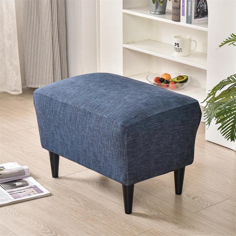 1PC Nordic Floral Ottoman Cover Spandex Rectangle Footstool Cover All-inclusive Sofa Footrest Slipcover Protector housse de pouf