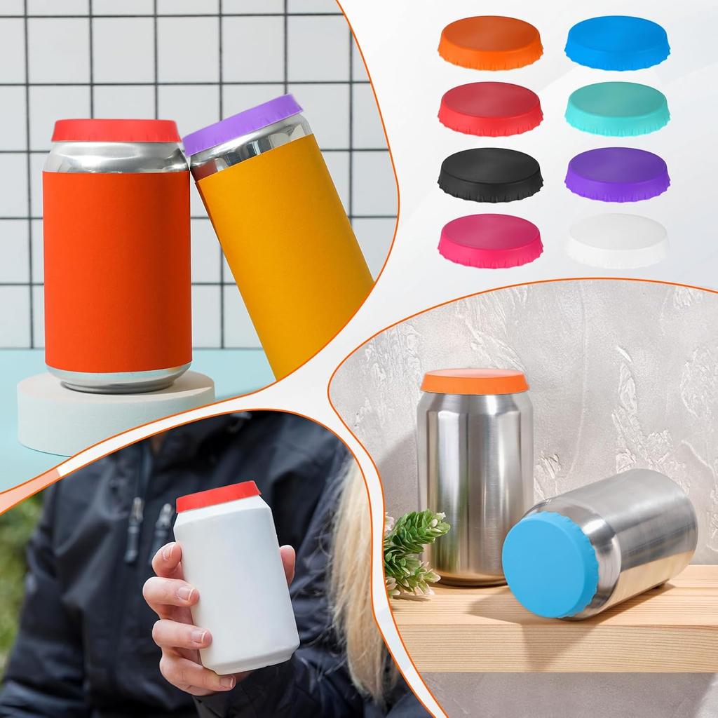 8 PCS Soda Can Covers, Reble Pop Sodas Cans Lid, 8 Colors Silicone Soda Can Lids for Beer Coke Juice Standard Sodas Cans