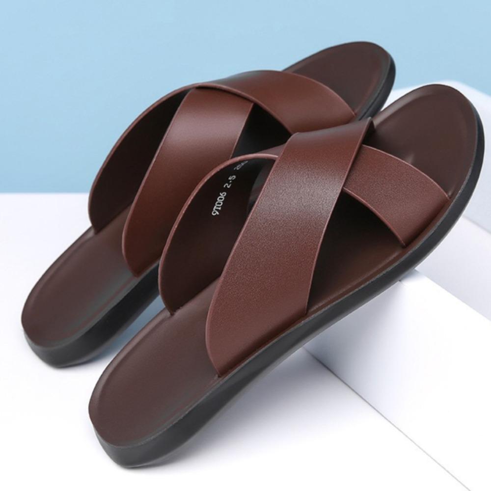Herr Sommar Tofflor Utomhus Casual Strand Sandaler Herr Stor Storlek Tofflor Stor Storlek 47 48 Läder Sandaler Herr Platta Tofflor