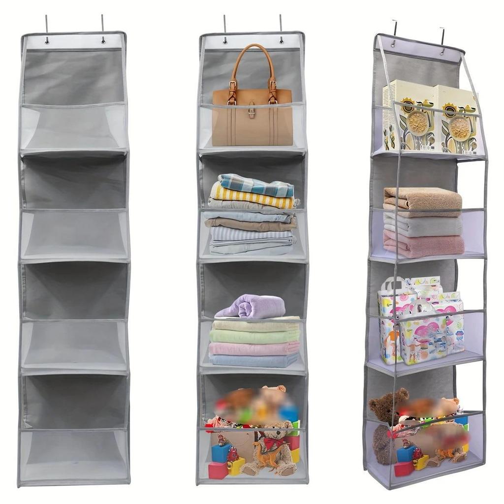 Wall-Mounted Mesh Storage Bag: Layered Hanging Organizer with Transparent Design