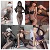 Sexy Lingerie Tight Sexy Suit Uniform Seduction Women's Transparent Open Crotch Mesh One-piece Stockings Mesh