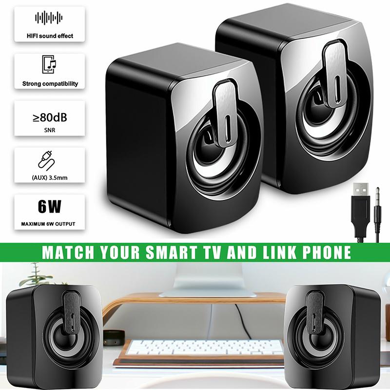 Altavoz con cable USB, altavoz de música de graves pesados, mini altavoz  portátil con altavoces duales incorporados, para computadora de escritorio