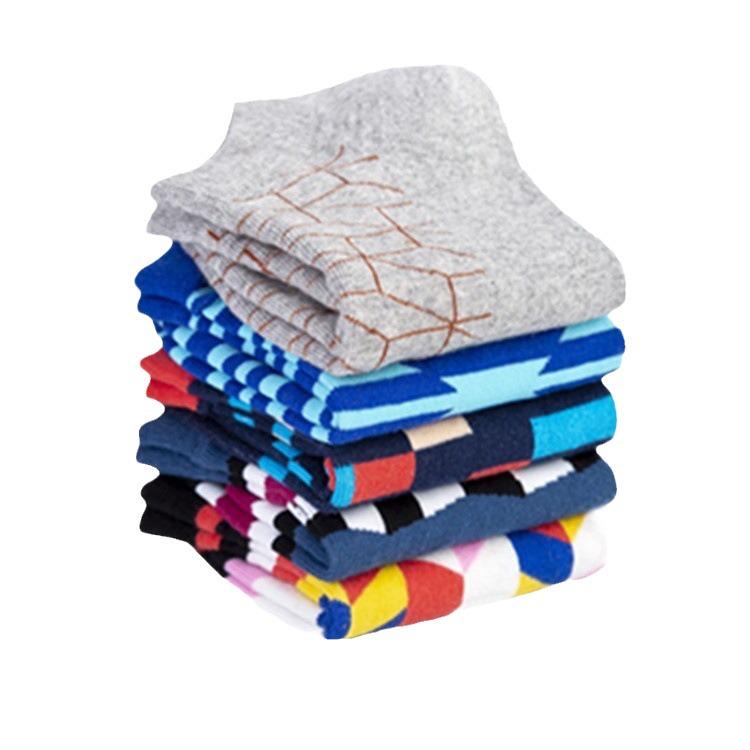 Men's Trendy Geometric Boat Socks - European & American Style