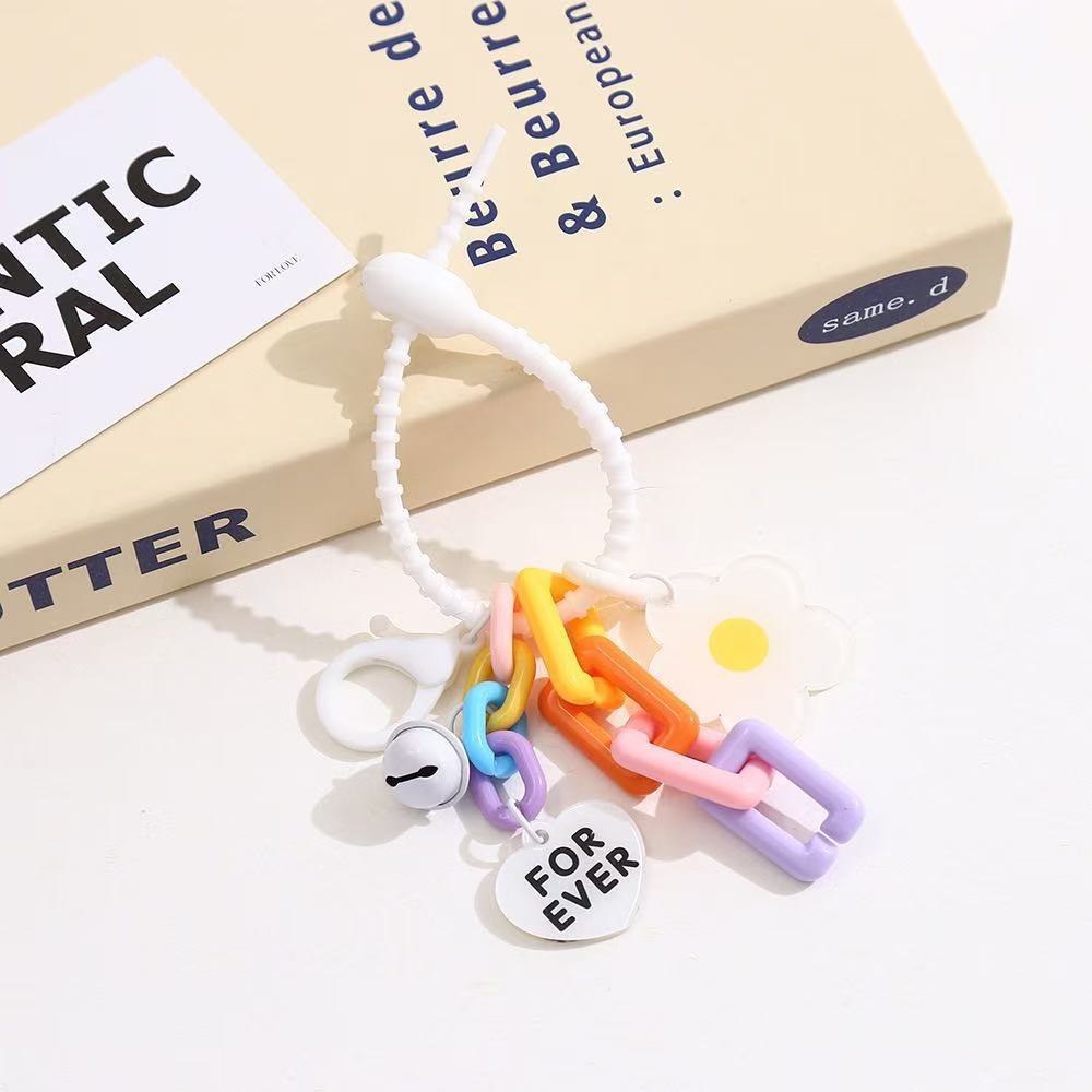 Creative Candy Color Flower Heart Pendant Keychain Cute Small Flower Key Ring Bag Pendant Accessories Purse Accessories