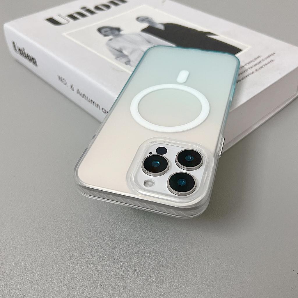 For iPhone 16 Pro Max Magnetic Cover Gradient Color Phone Case For iPhone 15 14 13 12 11 Glass Lens Film Clear Soft TPU Cover