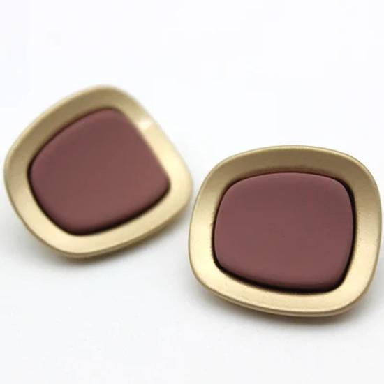 10Pcs/lot 17/21/25mm Multicolor Sunken Shape Metal Button Rectangular Beige Black Coffee Sweater Hair Rope Decorative Button