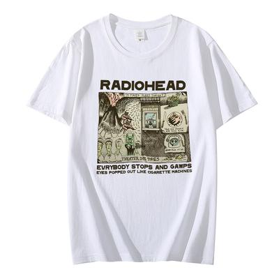 T-Shirt Print Radiohead Rock Boy Baumwolle Herren Damen Kurzarm Harajuku Hip Hop Paar O-Ausschnitt Mode Kawaii Übergroße Tops
