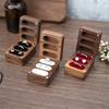Rings Container Solid Walnut Wood Wedding Ring Storage Organizer Jewelry Box with Velvets Interior for Engagement