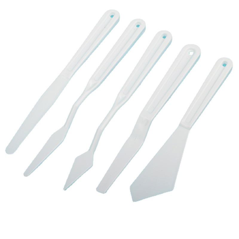 5-Piece Student Art Scraper Set - Plastic Handle Palette Knives for Oil, Gouache, and Acrylic Painting