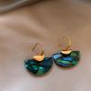 Design Sense Green Texture Fan-shaped Pendant Earrings 2026 New Jewelry Unusual Fashion AccessoriesFor Womens Christmas Earrings