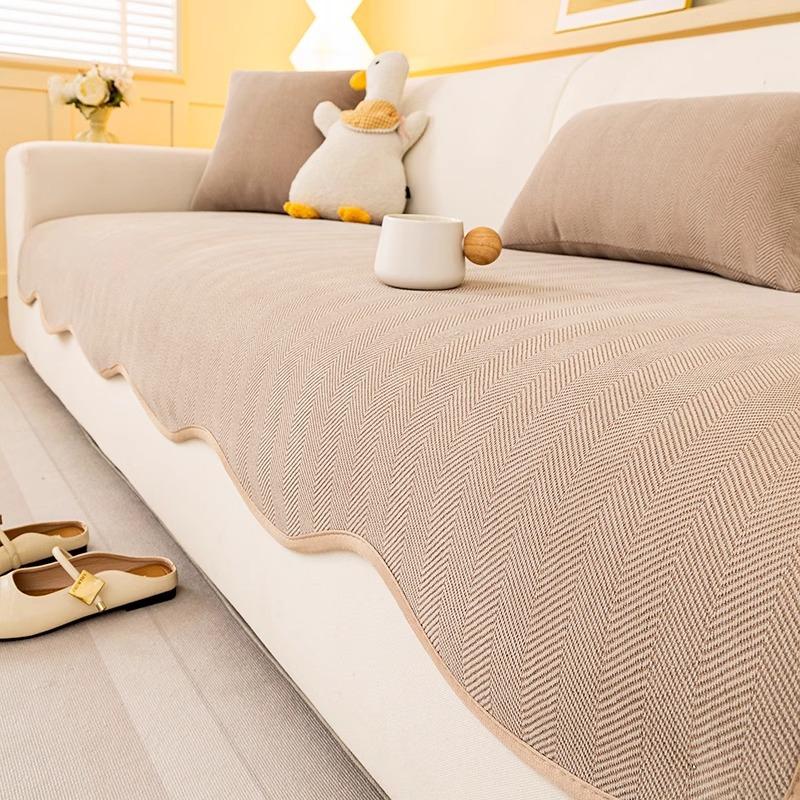 2025 New Irregular Special-shaped Sofa Cushion, Universal In All Seasons, Advanced Herringbone Pattern Seat Cushion, Non-slip Cover Cloth Towel