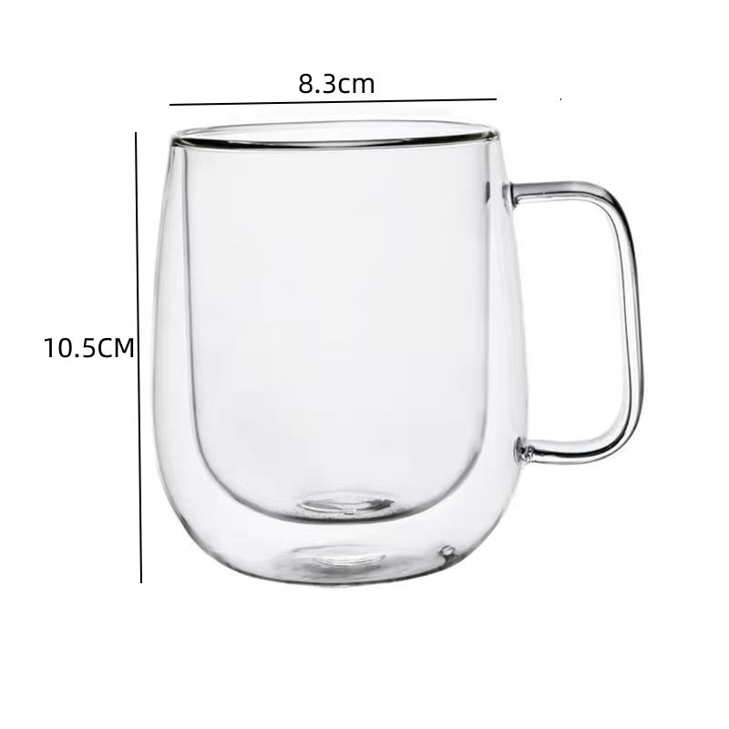 150/250/350ML Glass Cup Double Wall Glass Coffee Milk Beer Cups with Handle Cold and Heat Resistance Home Office Drinking Tools