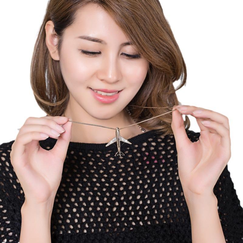 Suijue Korean Style Airplane Necklace - Women's Versatile Long Sweater Chain Pendant Ornaments