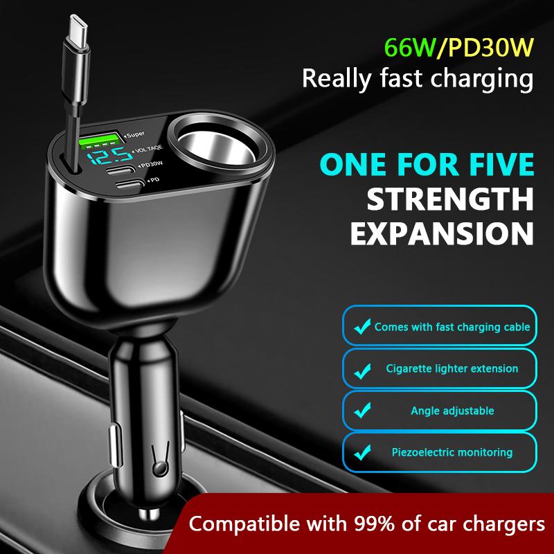 SEAMETAL Car Charger Quick Charge Cigarette Lighter Socket Charging Phone 360 Rotation 12V/24V Universal Mobile Phone Chargers