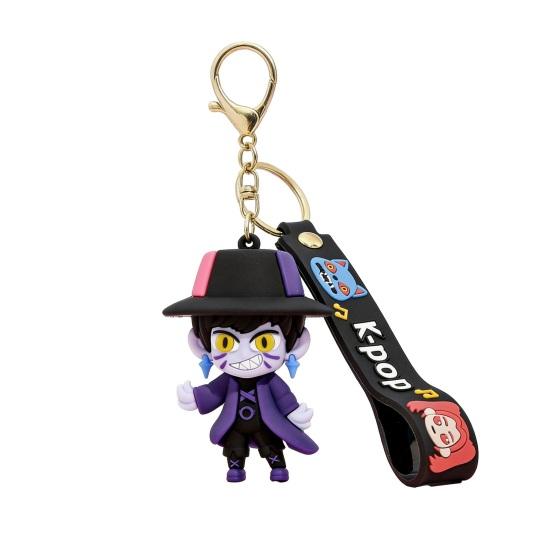 Keychain Pendant Cartoon Anime Design with Metal Lobster Silicone Keychain Clasp Wrist Strap Idol Group Keychain