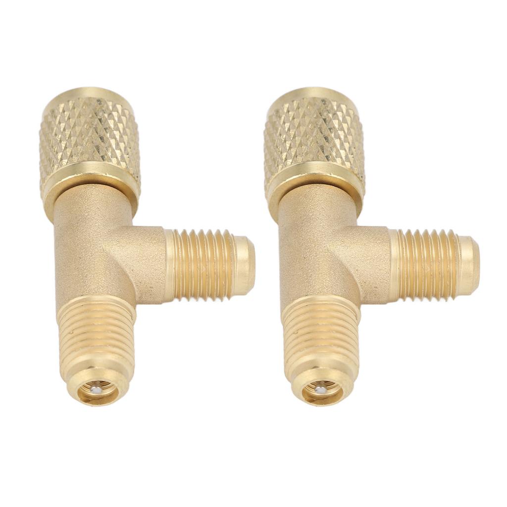 2 Pezzi Adattatore a T con Attacco Rapido e Valvola Ottone 1/4in SAE Adattatore a T per Refrigerante Struttura Robusta per R22 R12 R134
